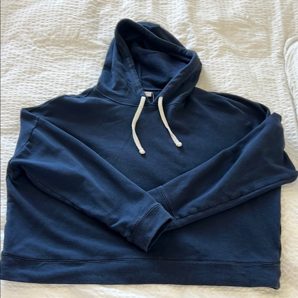 Madewell Navy Blue Hoodie with Cream Drawstrings